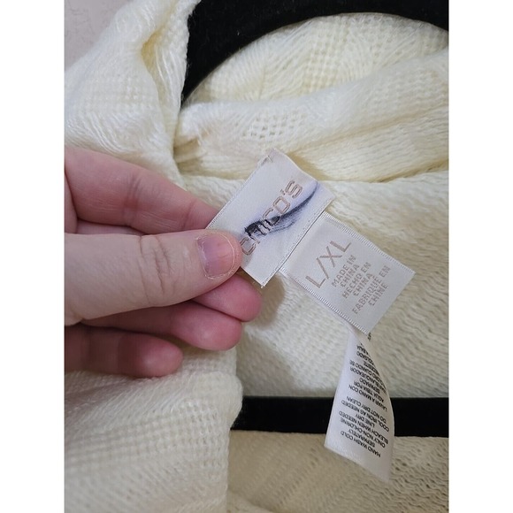Chico's Ivory Collared Knit Poncho Womans Size L/XL Business Casual Lightweight - Picture 3 of 6